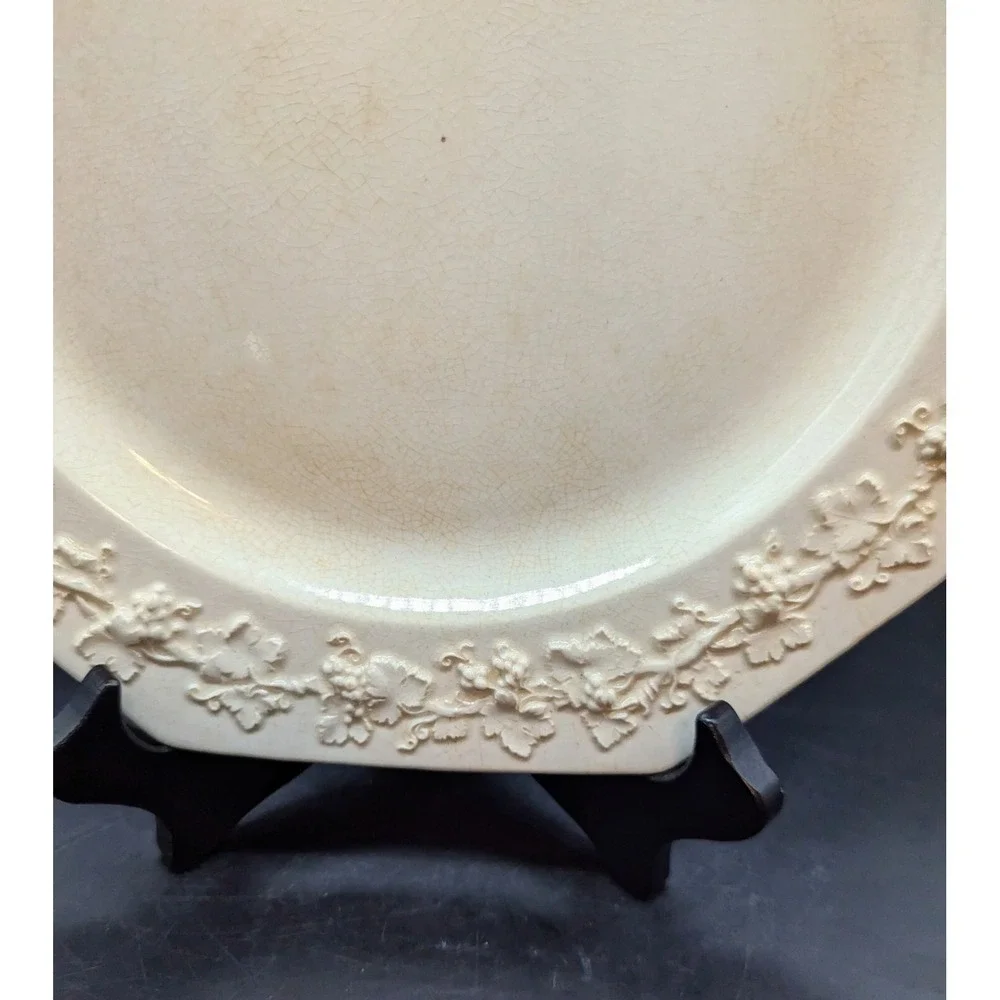 Set/5 Vintage Wedgwood Cream On Cream Octagonal Dinner Plate 9.5